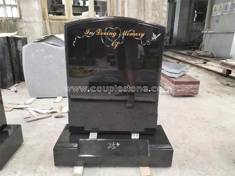 Headstone with letters  sandblasted painted gold color