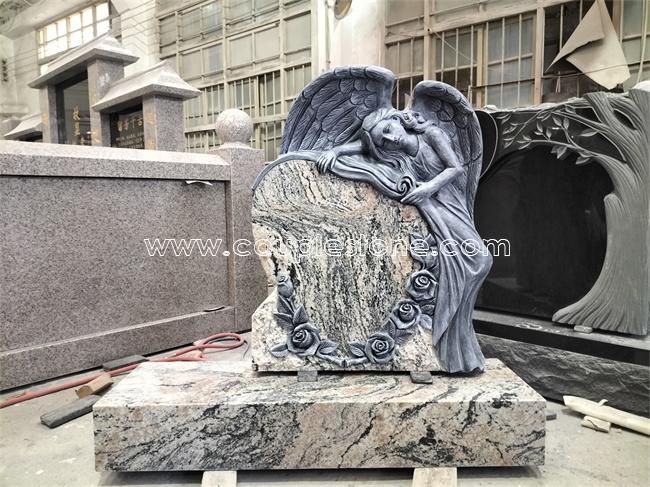 Angel headstone with antique finished