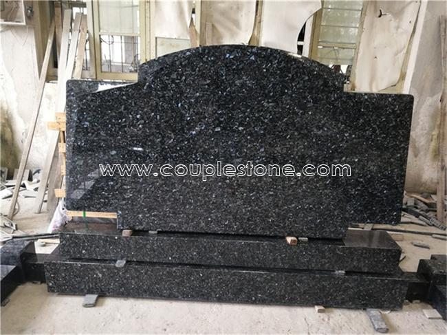 Blue pearl granite headstone set